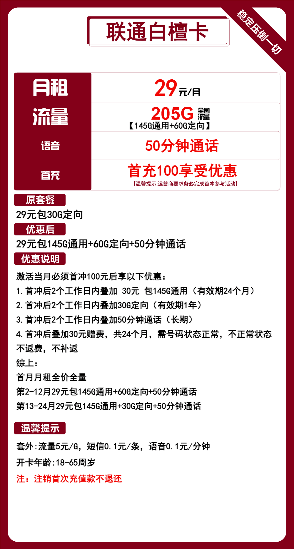 魔卡之家，联通白檀卡资费套餐介绍