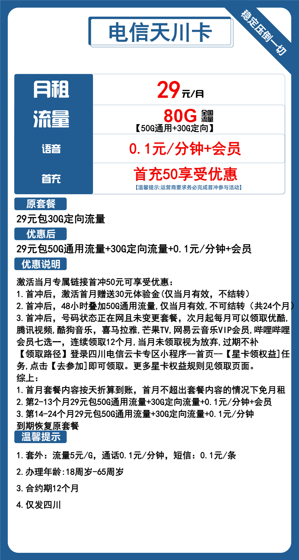 魔卡之家，电信天川卡资费套餐介绍