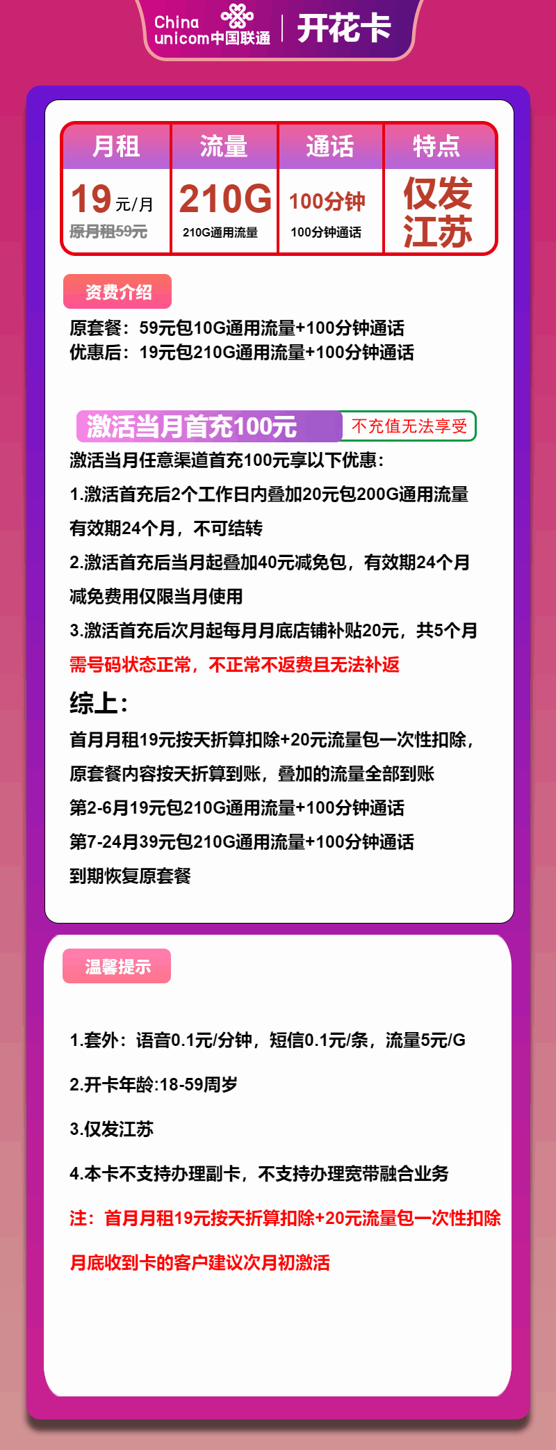 魔卡之家，联通开花卡资费套餐介绍