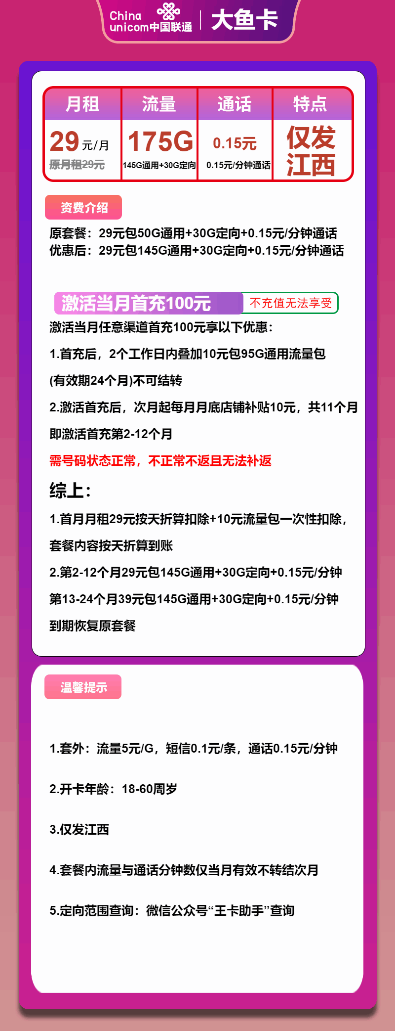 魔卡之家，联通大鱼卡资费套餐介绍