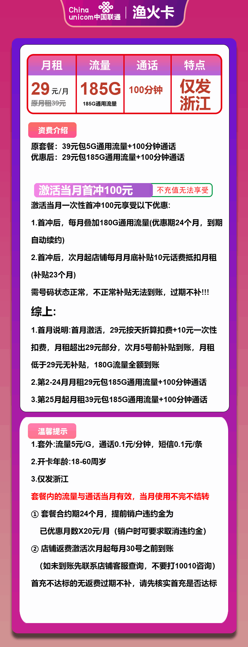 魔卡之家，联通渔火卡资费套餐介绍
