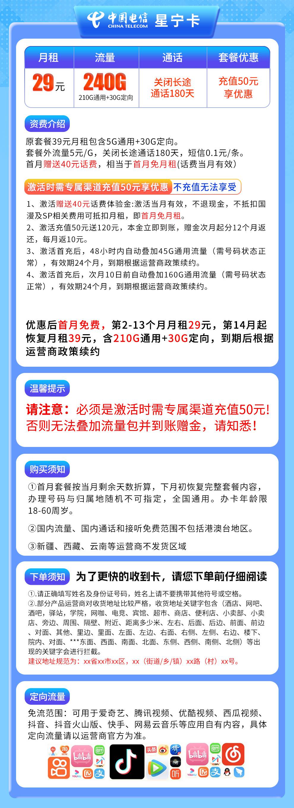魔卡之家，电信星宁卡资费套餐介绍